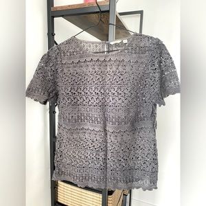 Jack Wills lace top in grey colour. Size: 8 (US)